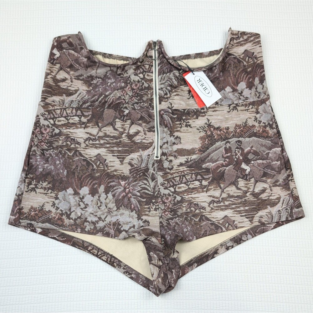 Cider Womens Tapestry Bustier Bodysuit 2XL Strapless Corset Horse Equestrian NWT